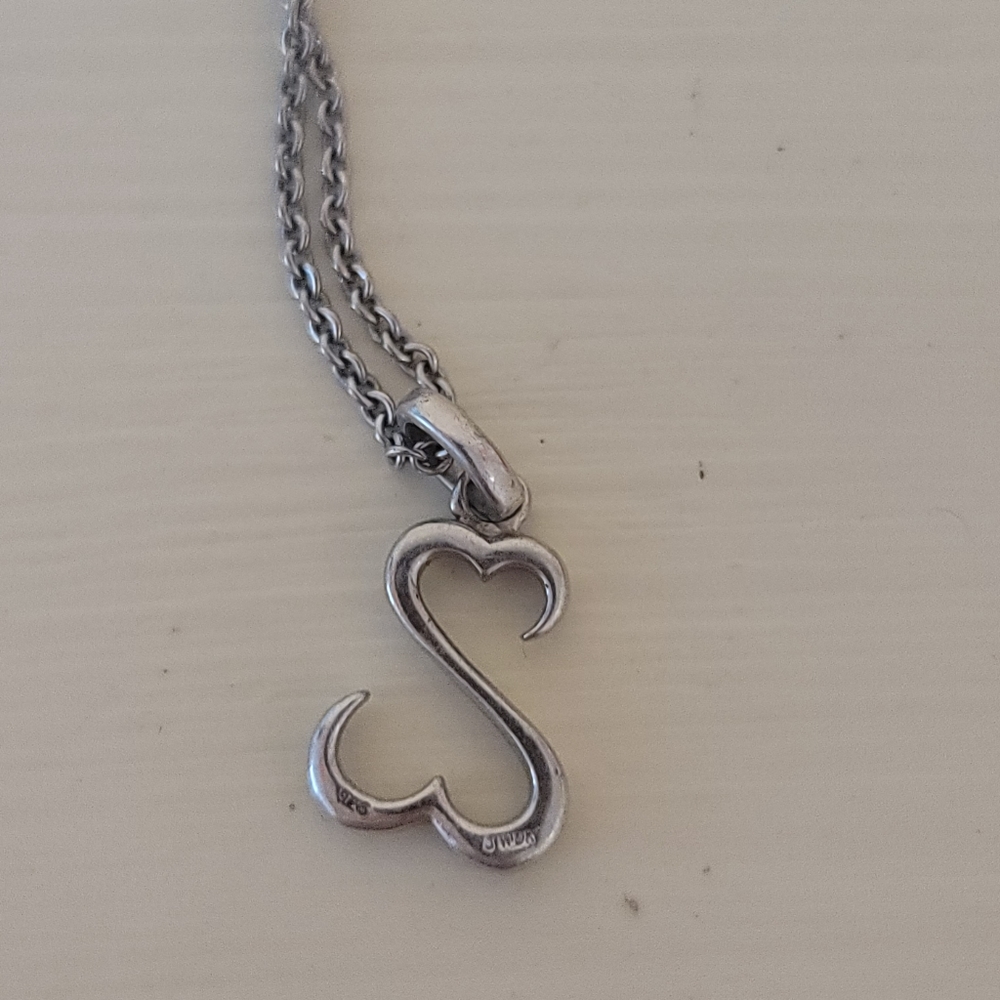 Open heart silver pendant/18 inch necklace